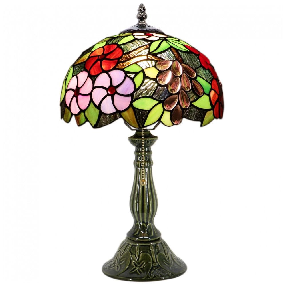 Abajur de mesa Tiffany vitral MQYXH âmbar uva base cerâmica 47 cm E26 110V