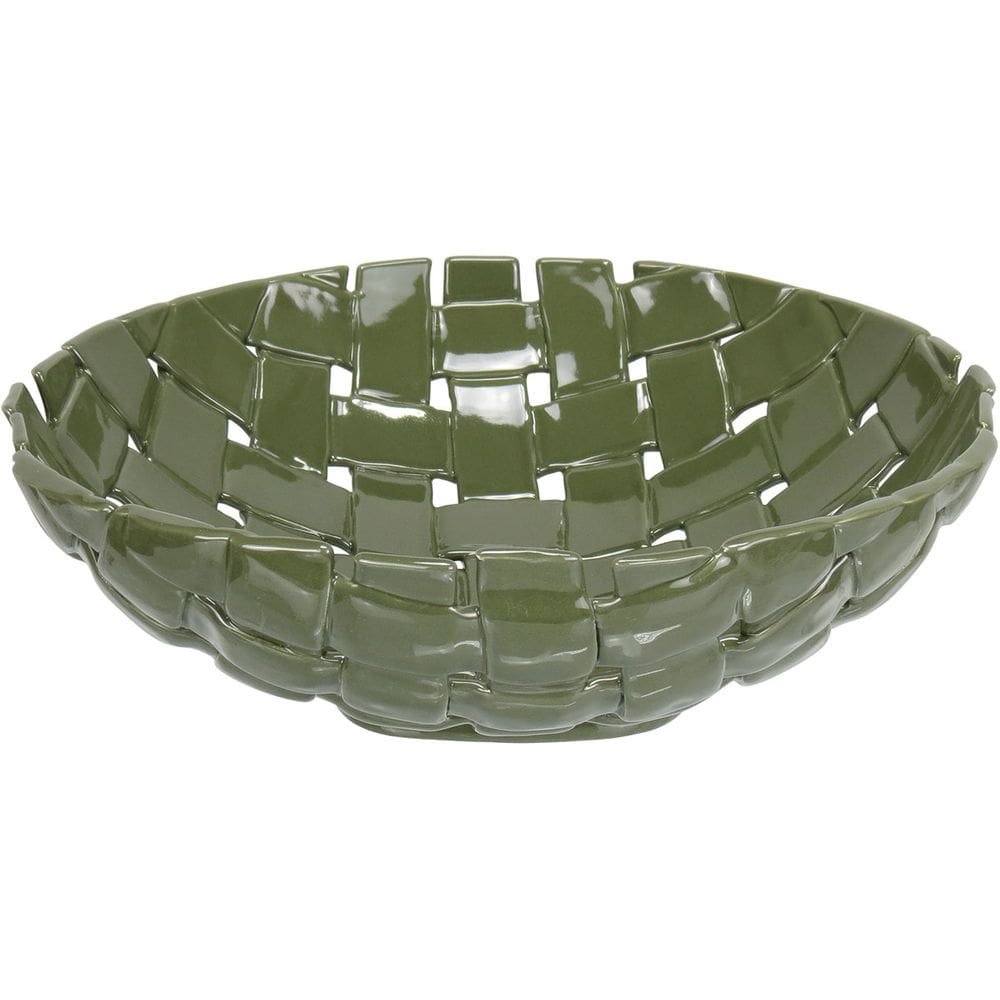 CENTRO MESA DECORATIVA FRUTEIRA HOME&CO CERÂMICA 10x33x33cm VERDE