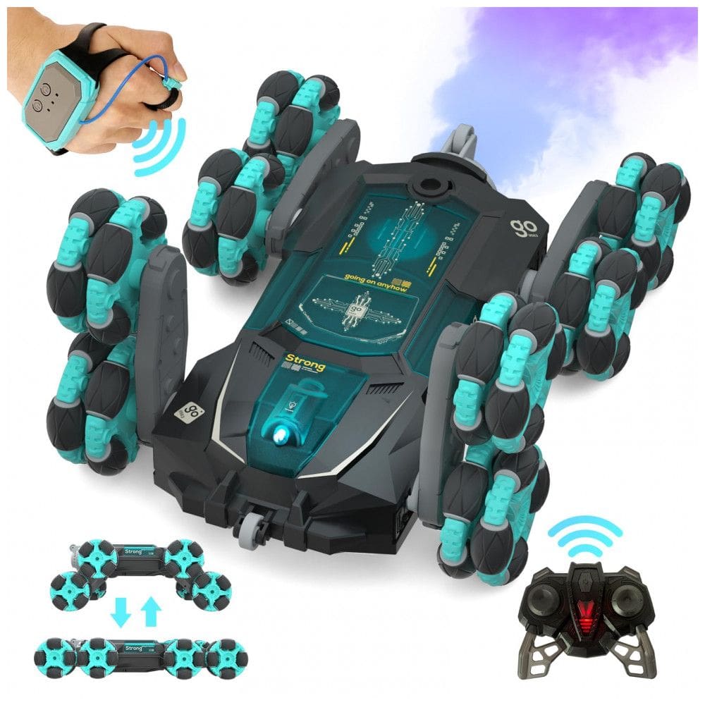 Carrinho de controle remoto acrobático 8WD Opmind com gestos luz spray