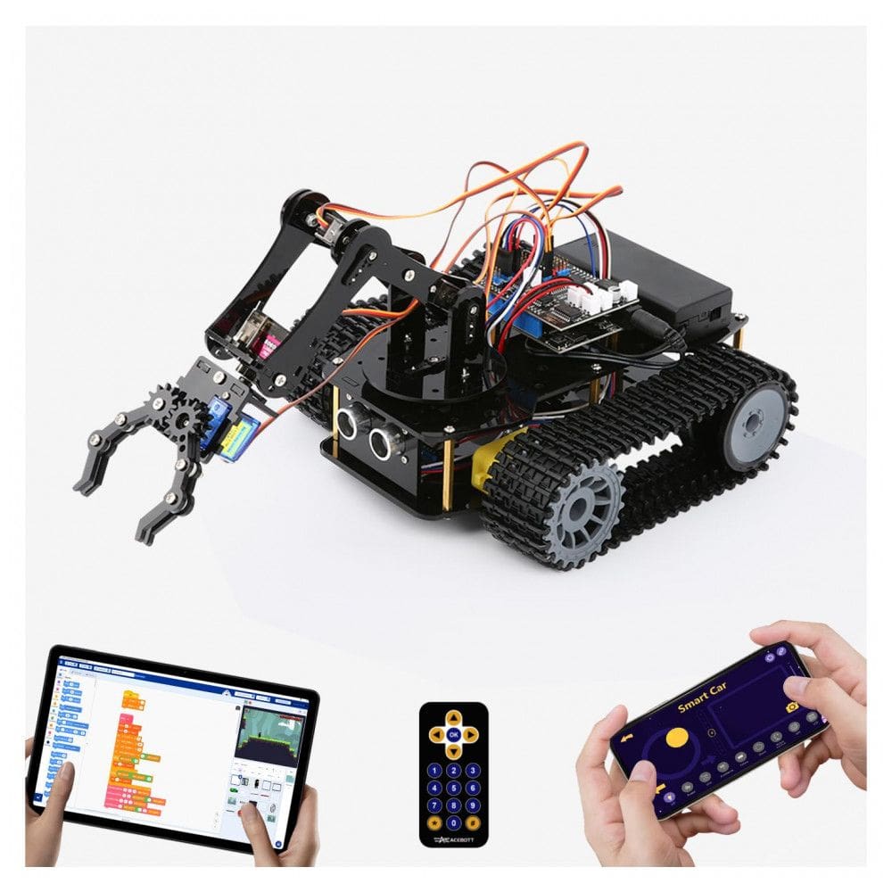 Kit Robótico ACEBOTT braço robótico 5DOF com tanque compatível com Arduino, Scratch e app