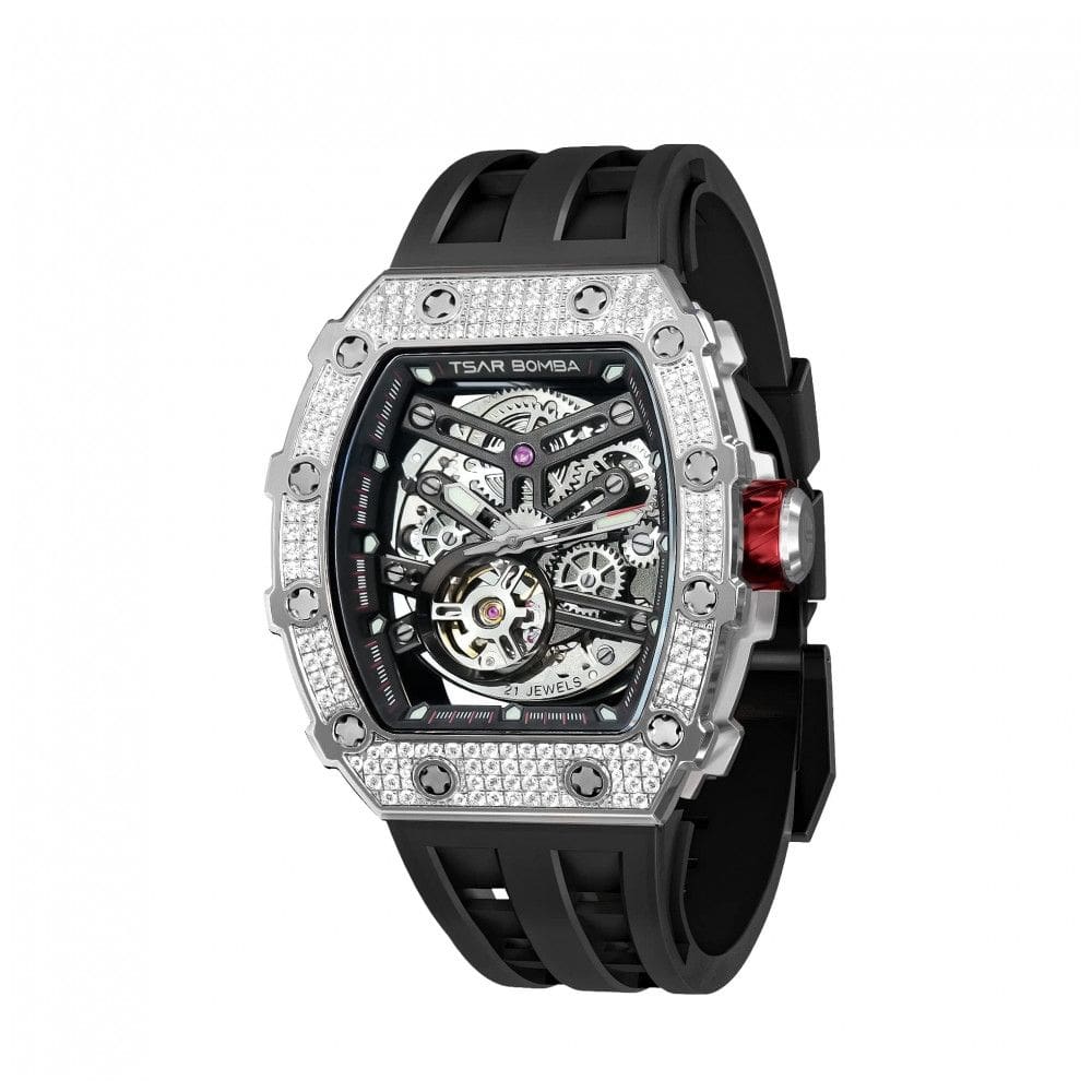 TSAR BOMBA Relógio Masculino Automático Luxo 50M à Prova d`Água, Aço Inoxidável e Vidro de Safira - Design Único e Elegante
