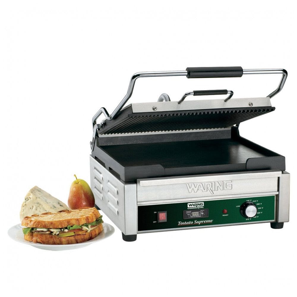 Waring WDG250T Grelhador Panini Sulcado Superior Lisa Inferior 110V 1800W Timer