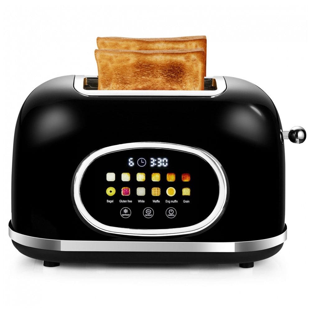 Torradeira 2 Fatias Roter Mond Preta Display Touch 6 Tipos de Pão 9 Níveis Funções Bagel, Reaquecer e Descongelar 1400W 110V