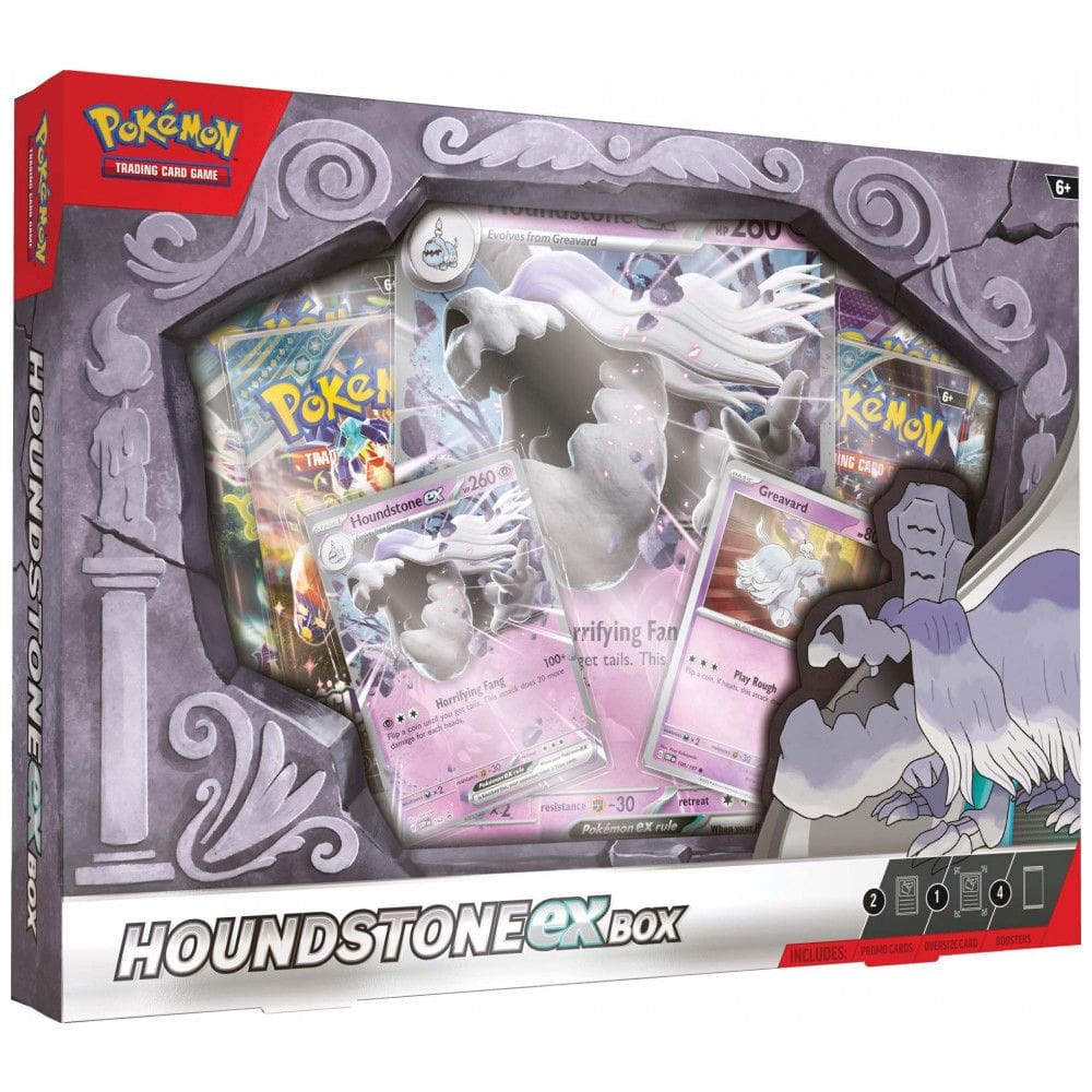 Pokémon TCG Houndstone ex Box - 4 Packs Booster, Cartas Promocionais Exclusivas