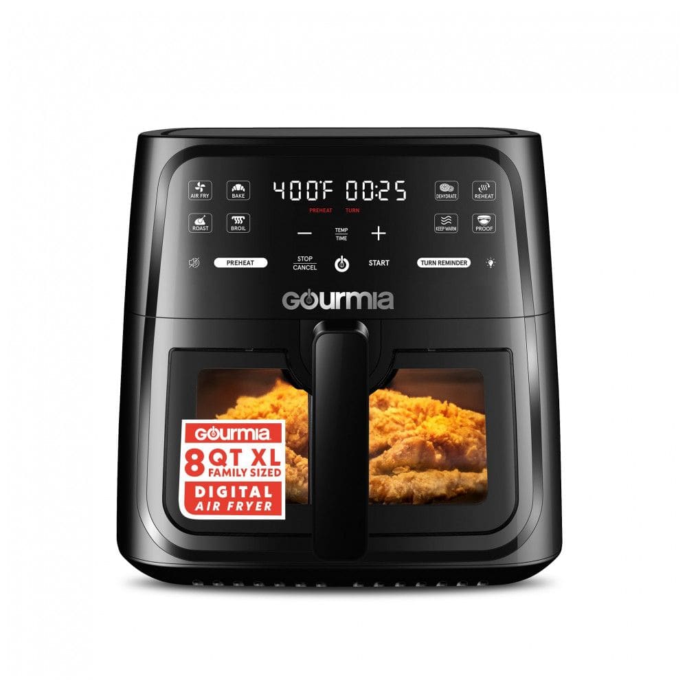 Fritadeira Elétrica Air Fryer Gourmia Preta 7,6L Janela com Luz 8 Programas FryForce 360 1700W 110V