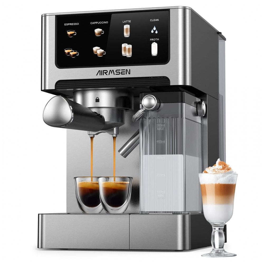 Cafeteira Espresso AIRMSEN Prata 1,8L 20 Bar com Espumador Automático Dual Boiler Touchscreen 2350W 110V