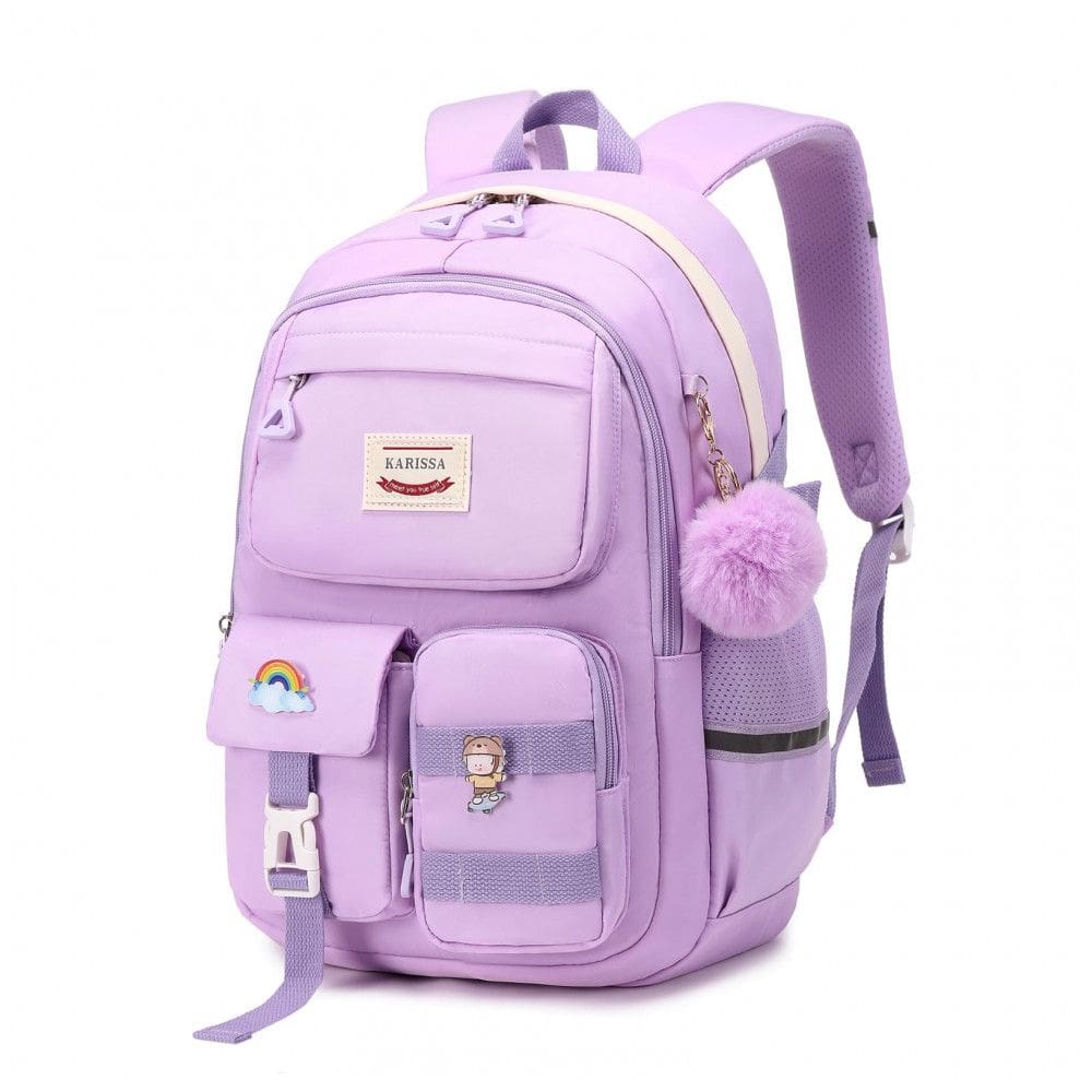Mochila escolar MUSEVOS roxa kawaii com múltiplos bolsos para meninas