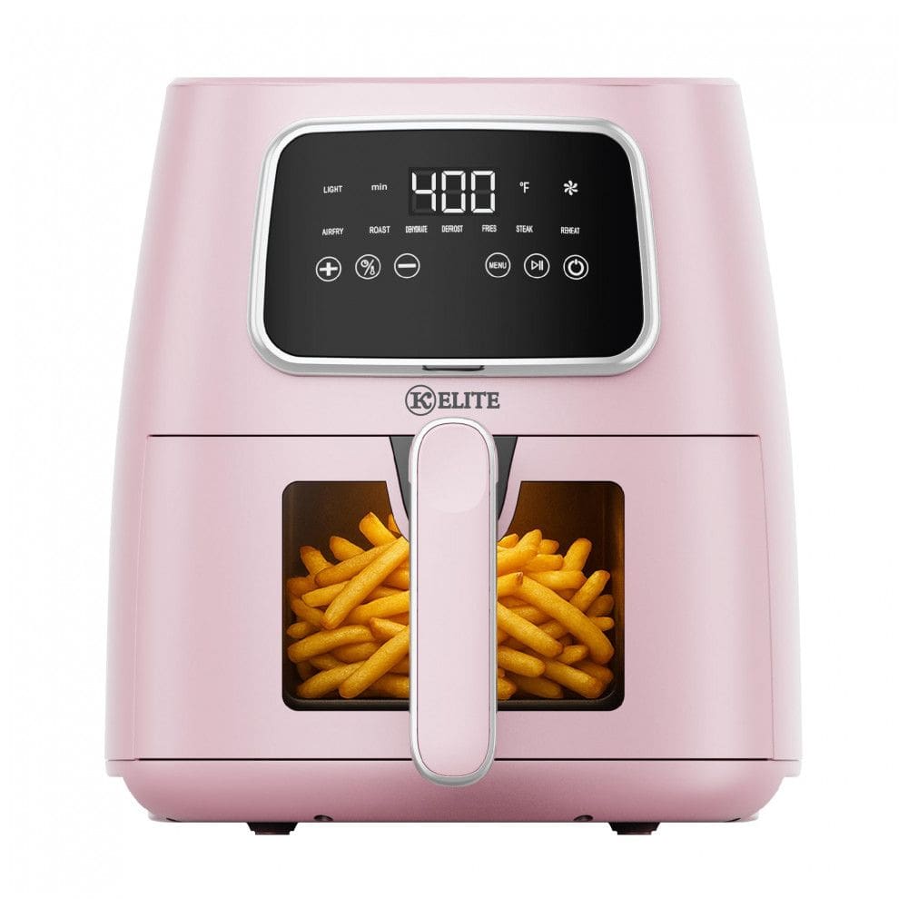 Fritadeira Elétrica Air Fryer Kitchen Elite Rosa 5,5L Digital 7 em 1 1500W 110V