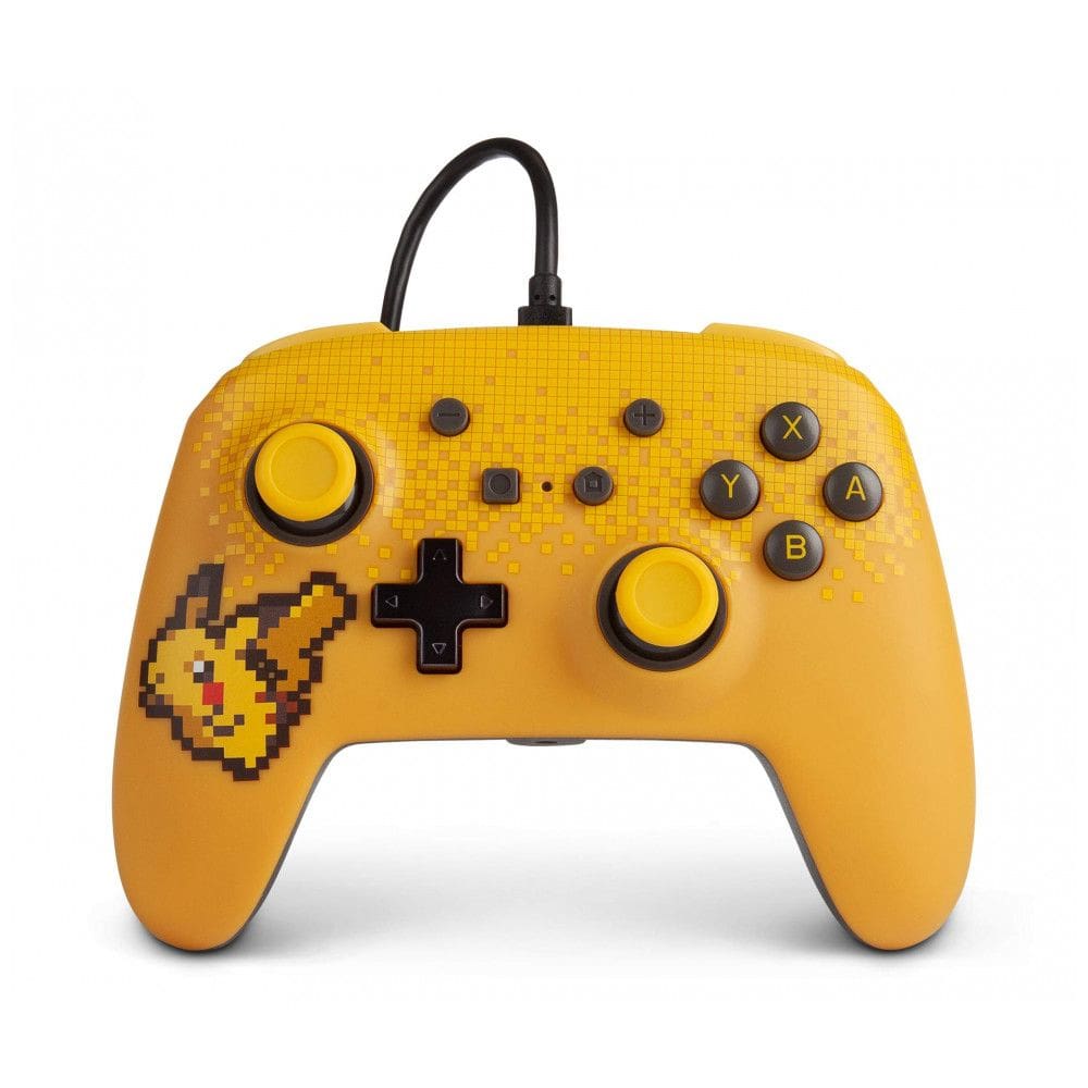 Controle com fio PowerA Enhanced para Nintendo Switch Pixel Pikachu com entrada de áudio e botões avançados mapeáveis