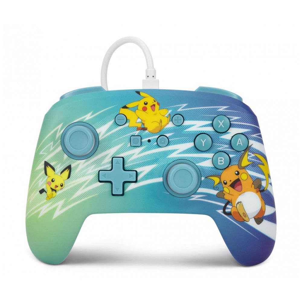 Controle com fio PowerA Enhanced para Nintendo Switch Pikachu Evolution com entrada de áudio e botões avançados mapeáveis
