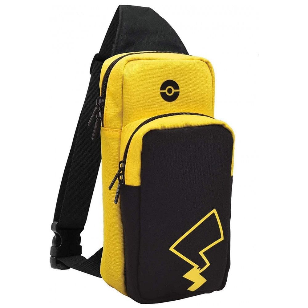 Bolsa Hori Adventure Pack Pikachu para Nintendo Switch ombro com compartimentos para console e acessórios