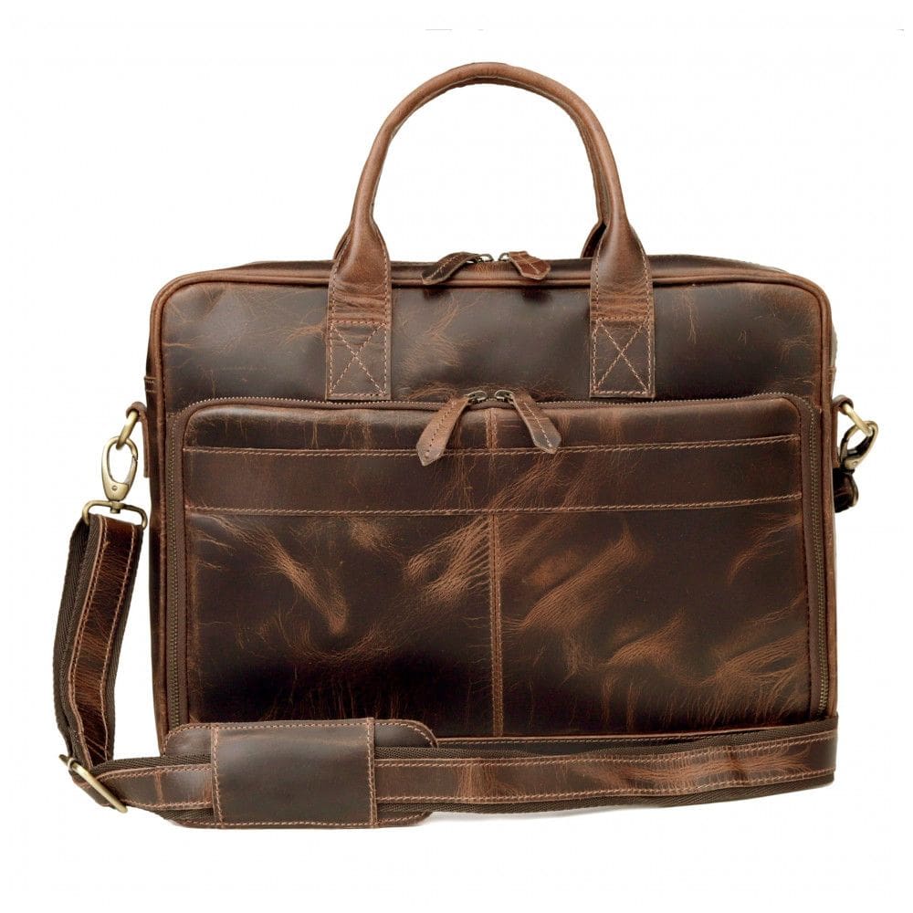 Bolsa Carteiro Masculina Couro de Búfalo para Laptop com 18 Polegadas, VC VINTAGE COUTURE