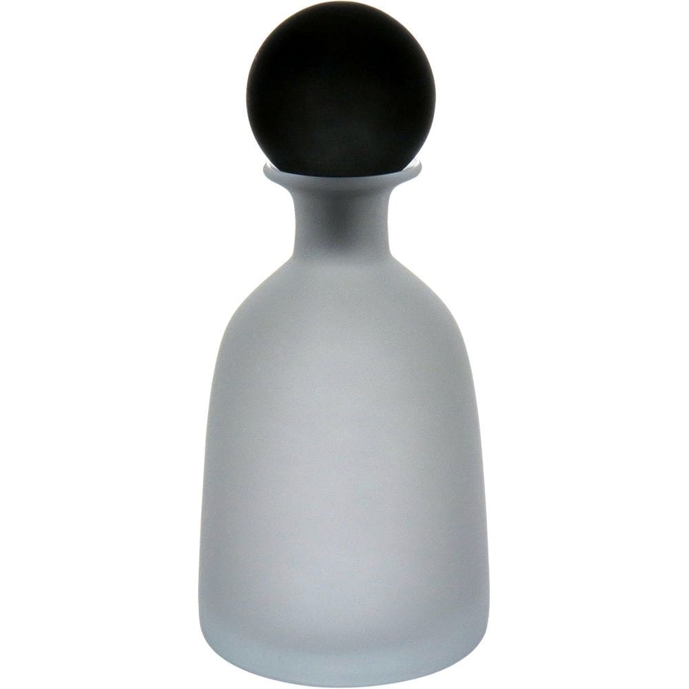 GARRAFA DECORATIVA VASO HOME&CO COM TAMPA FUMÊ VIDRO 32x14x14cm BRANCO