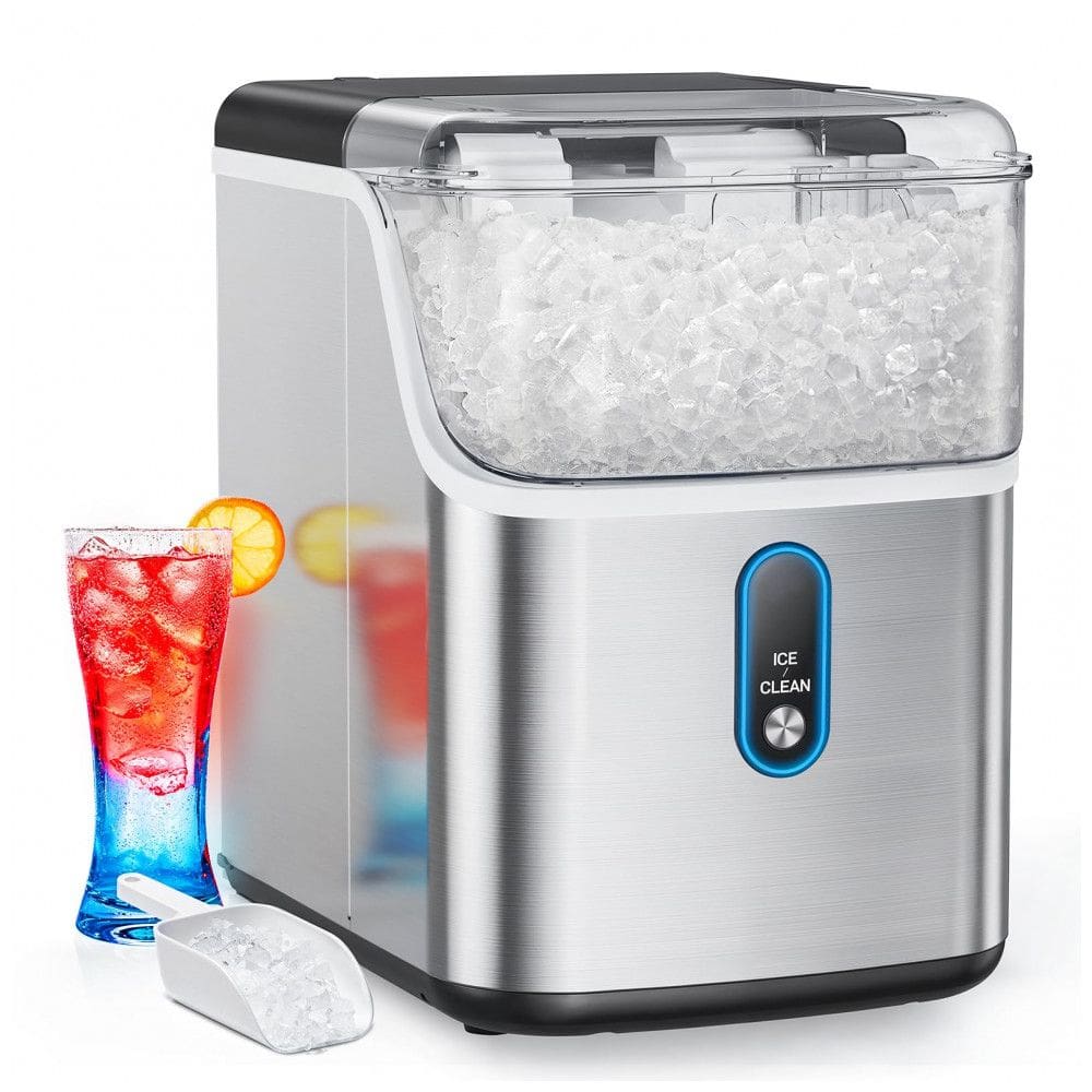 Máquina de Gelo que Produz 15 kg em 24H com Seixos que Fornece Gelo Fresco em Pepitas, Função Autolimpeza e Indicador LED, 110V, HOMEZAY