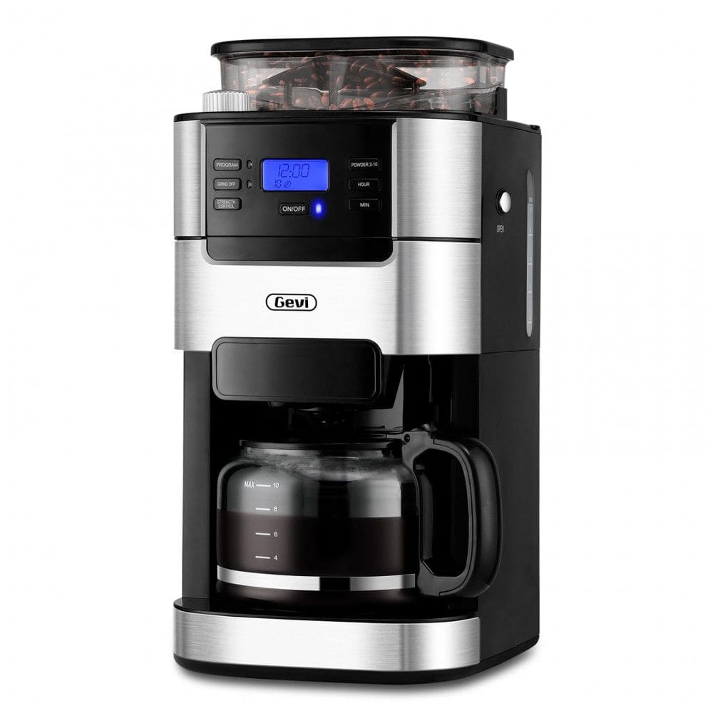 Gevi DCMB0-BK0A1 Dull Black - Máquina de Café Drip 10 Xícaras com Moedor Integrado, Tanque 1,5L, 120V