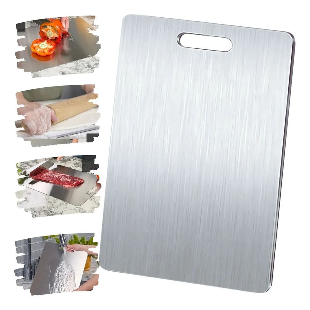 Tabua Corte aço inox Para Cozinha Taboa Churrasco Carne 29 X 20 Lisa