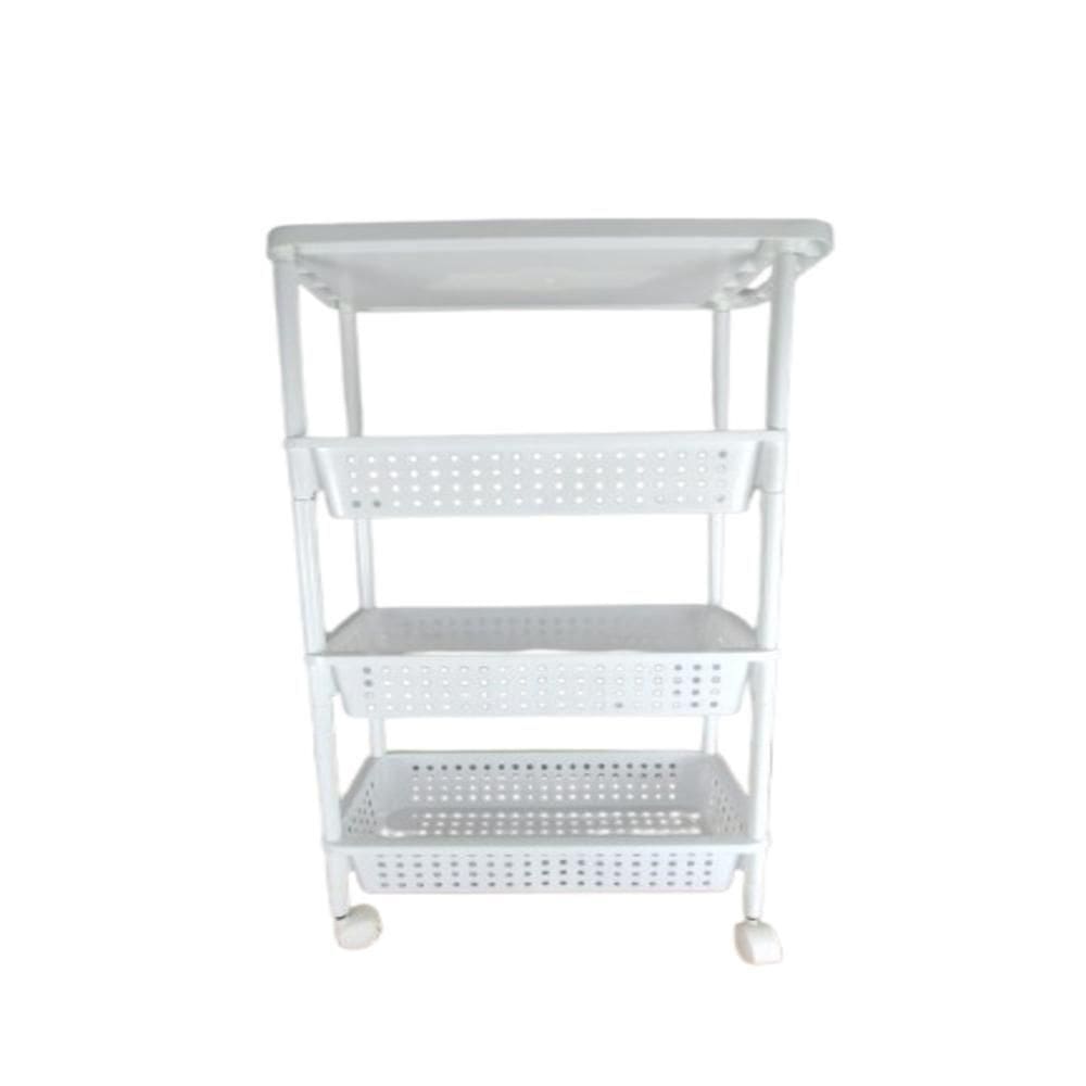 Carrinho Organizador 4 Prateleiras Multiuso Para Quarto Sala Manicure Brinquedos E Varanda Branco