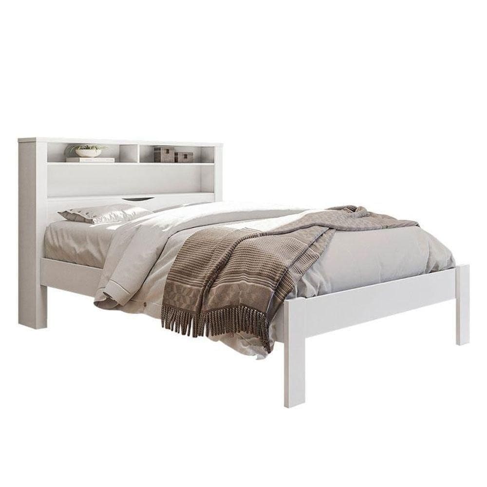 Cama Casal Invicta Branco Brilho - Santos Andirá