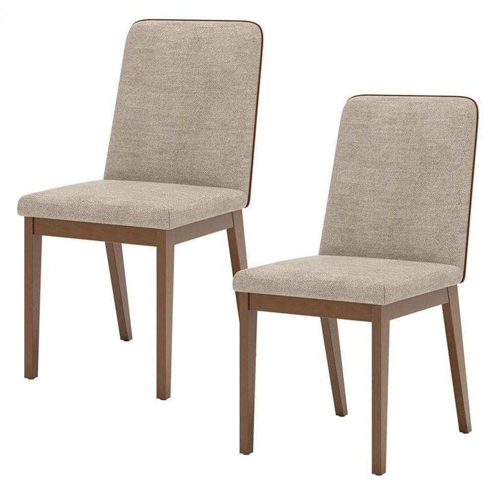 Cadeira Para Mesa De Jantar Pietra Kit 02 Peças Corano Caramelo Creme - Henn