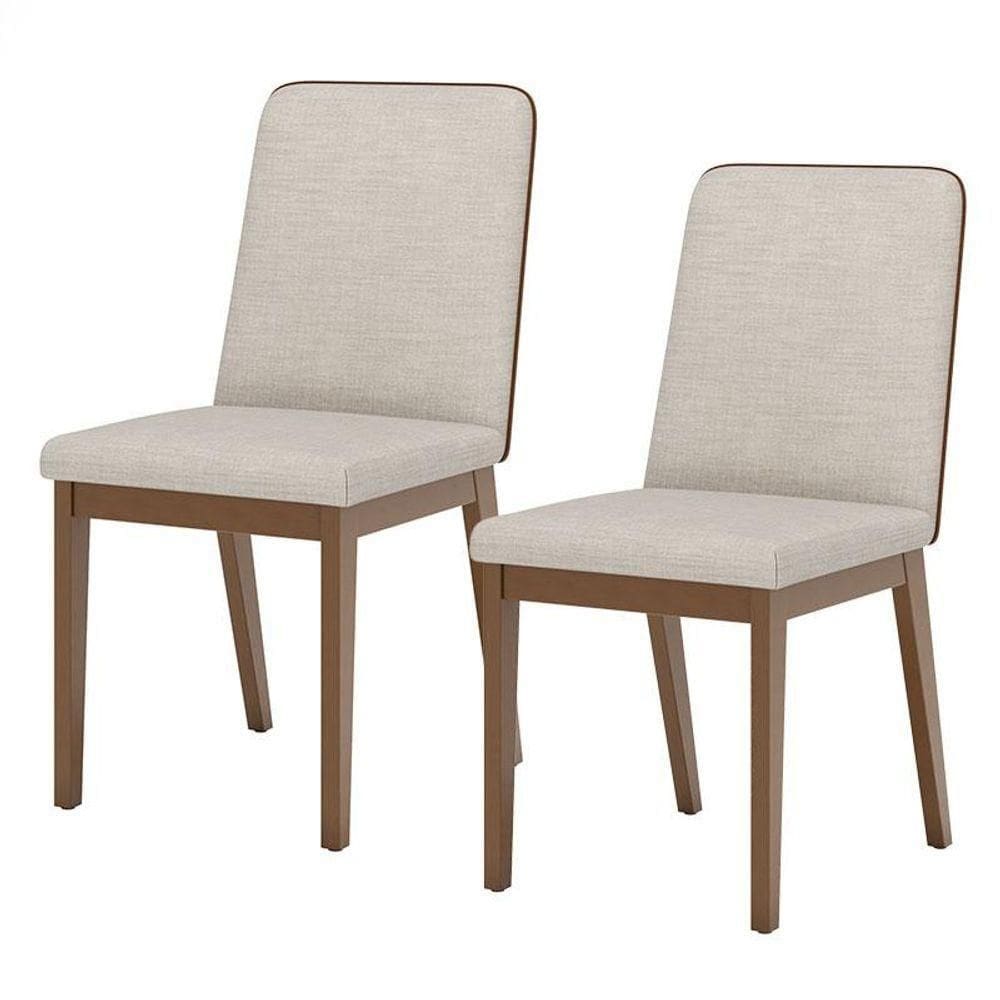 Cadeira Para Mesa De Jantar Pietra Kit 02 Peças Corano Caramelo Linho - Henn