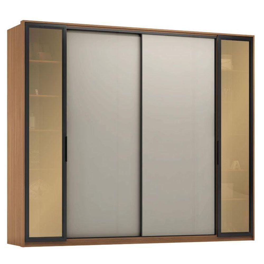 Guarda Roupa Casal Laredo D44910k Amêndola Touch Nude Com Portas De Vidro Reflecta -demartez