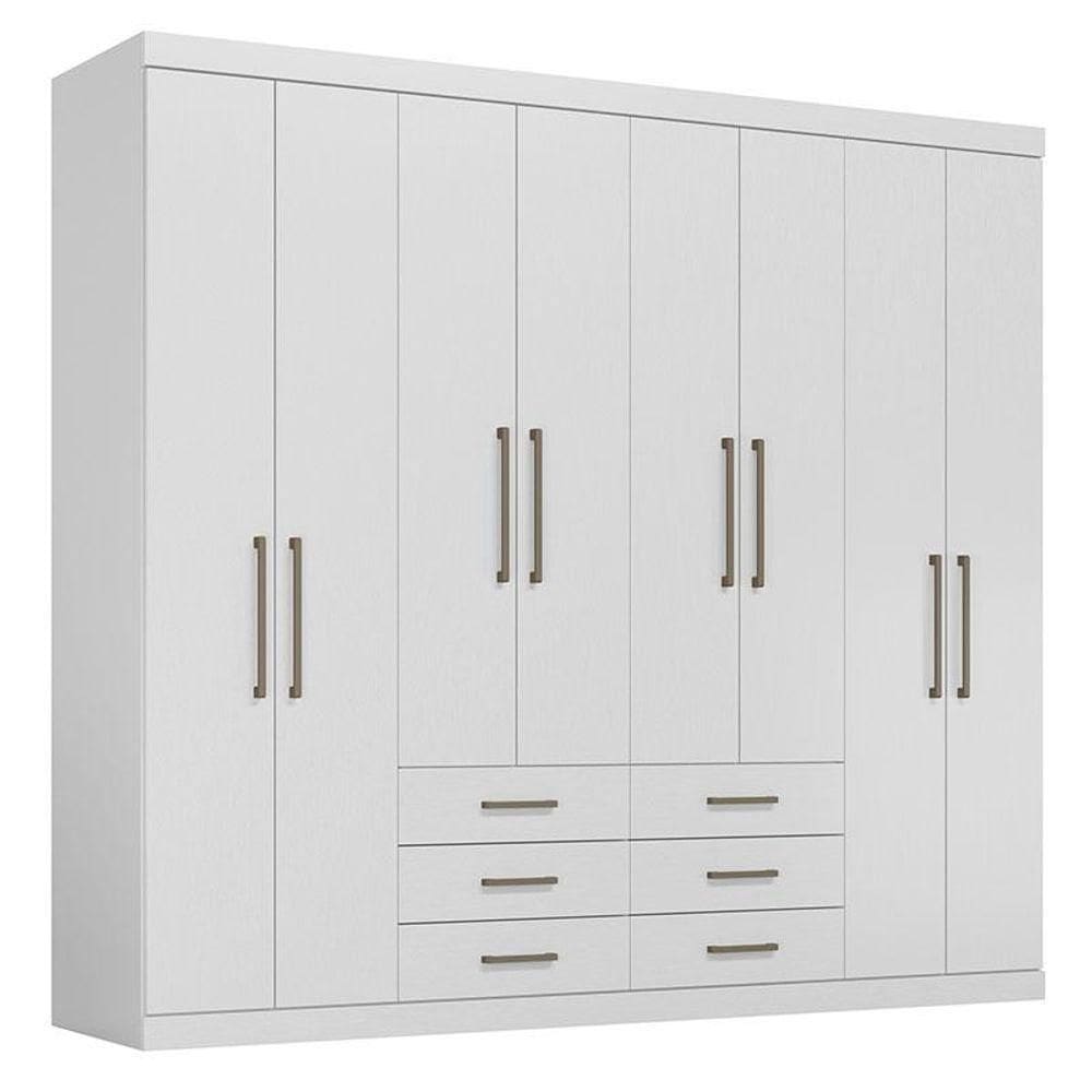 Guarda Roupa Casal 8 Portas 6 Gavetas Master Branco Brilho - Santos Andirá