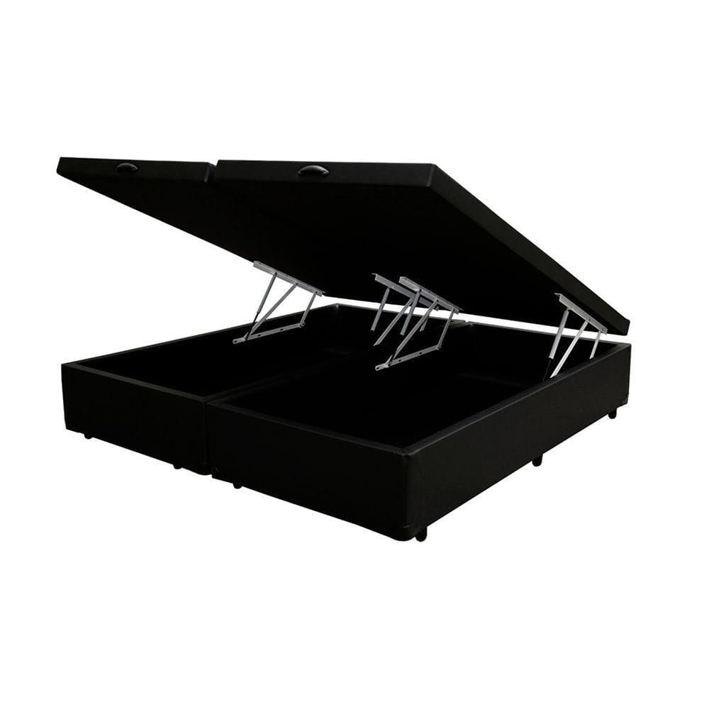 Cama Box Baú Casal Bipartido Homequeen Corino Preto 41x138x188