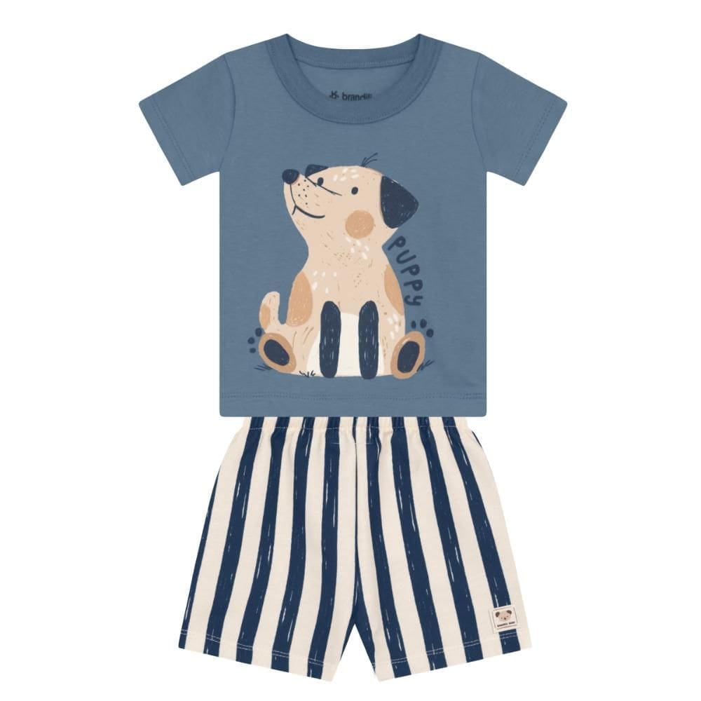 Conjunto bebê menino estampa de cachorro Brandili Baby