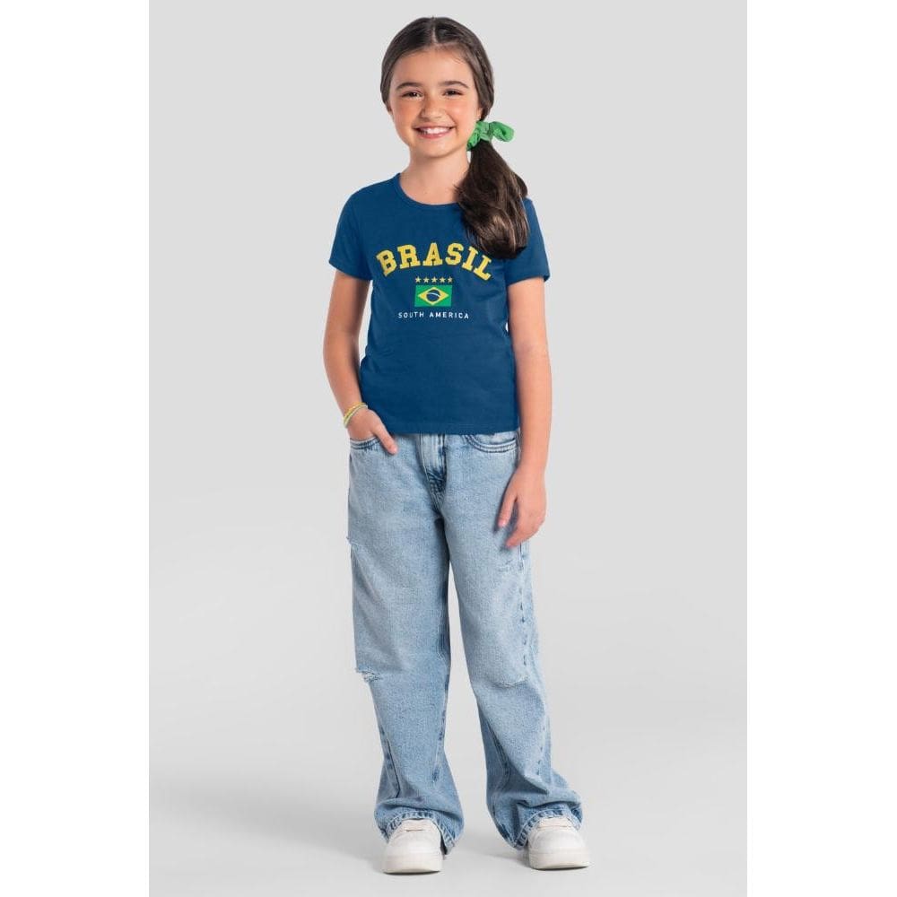 Blusa infantil menina Brasil na copa do mundo Brandili