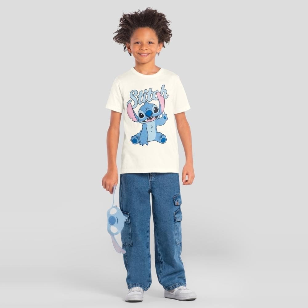 Camiseta infantil unissex do Stitch com máscara Brandili
