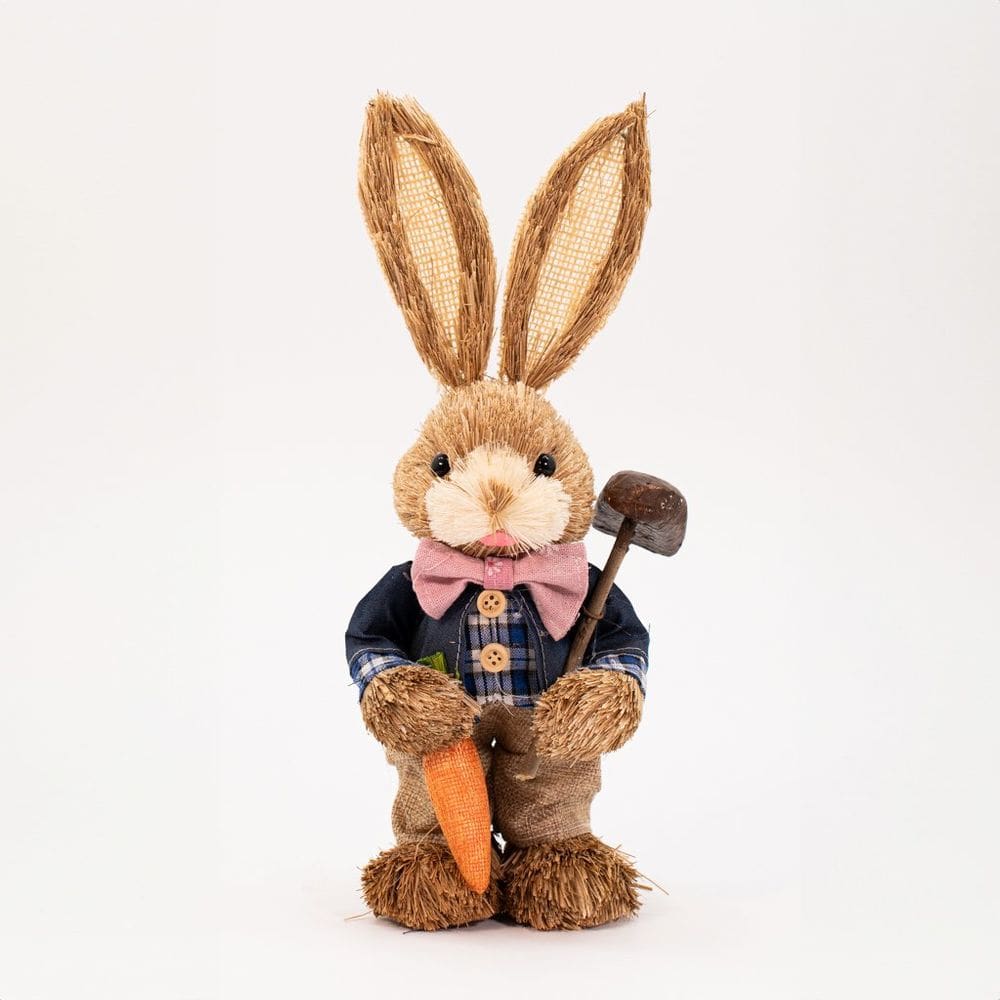 Coelho de Páscoa Coelhinho Carregando Cenoura Enfeite 35cm