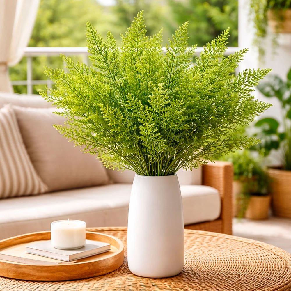 Galhos Ramo Planta Jardim Samambaia Artificial 40cm Kit 12pç