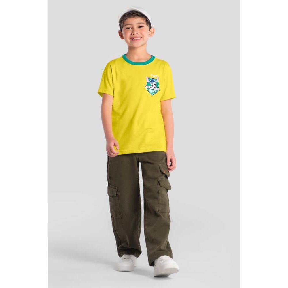 Camiseta unissex infantil copa do mundo com Stitch Brandili
