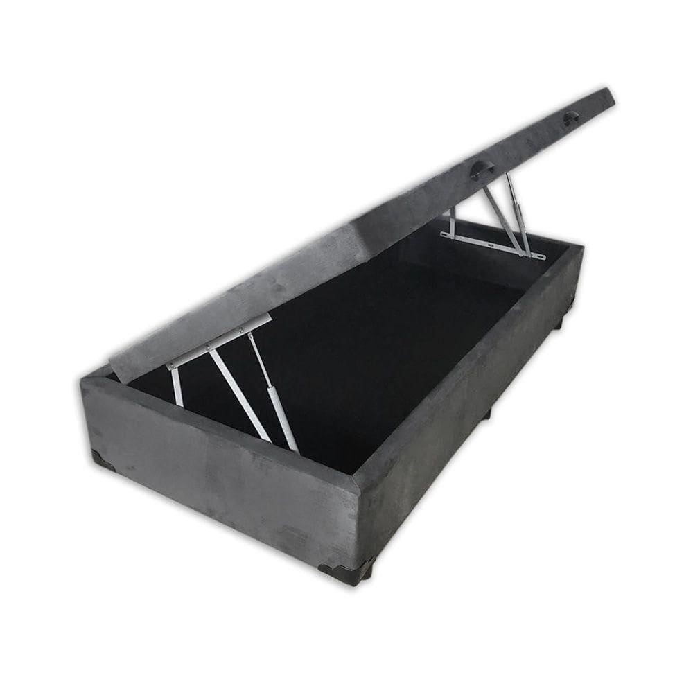 Cama Box Baú Solteiro Extremo Reforçado Homequeen Suede Cinza 41x88x188