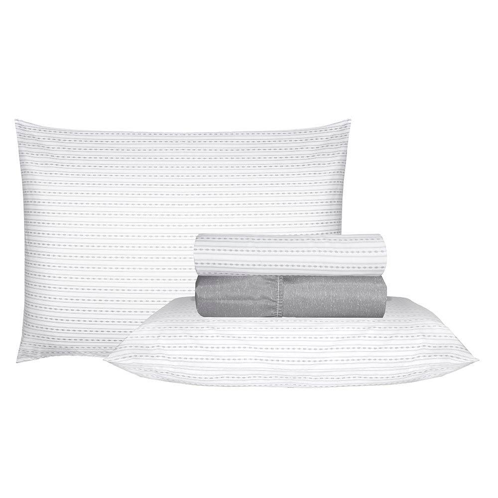 Jogo de Cama Duplo Queen 4 Peças Percal 180 Fios Grafino Sonhare Prata - Sultan