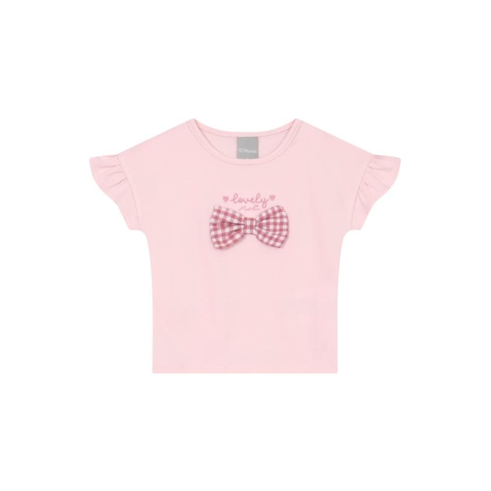 Blusa infantil menina com laço xadrez Mundi
