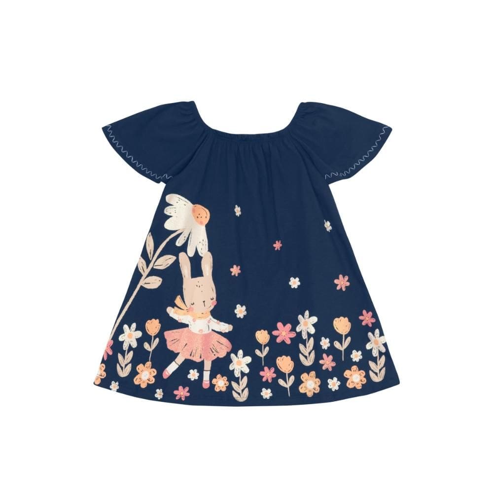 Vestido infantil menina de coelhinho com glitter Brandili