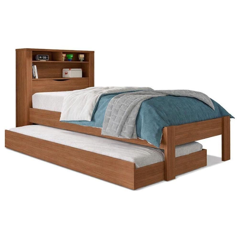 Cama Solteiro Com Auxiliar Invicta Jatobá Acetinado - Santos Andirá