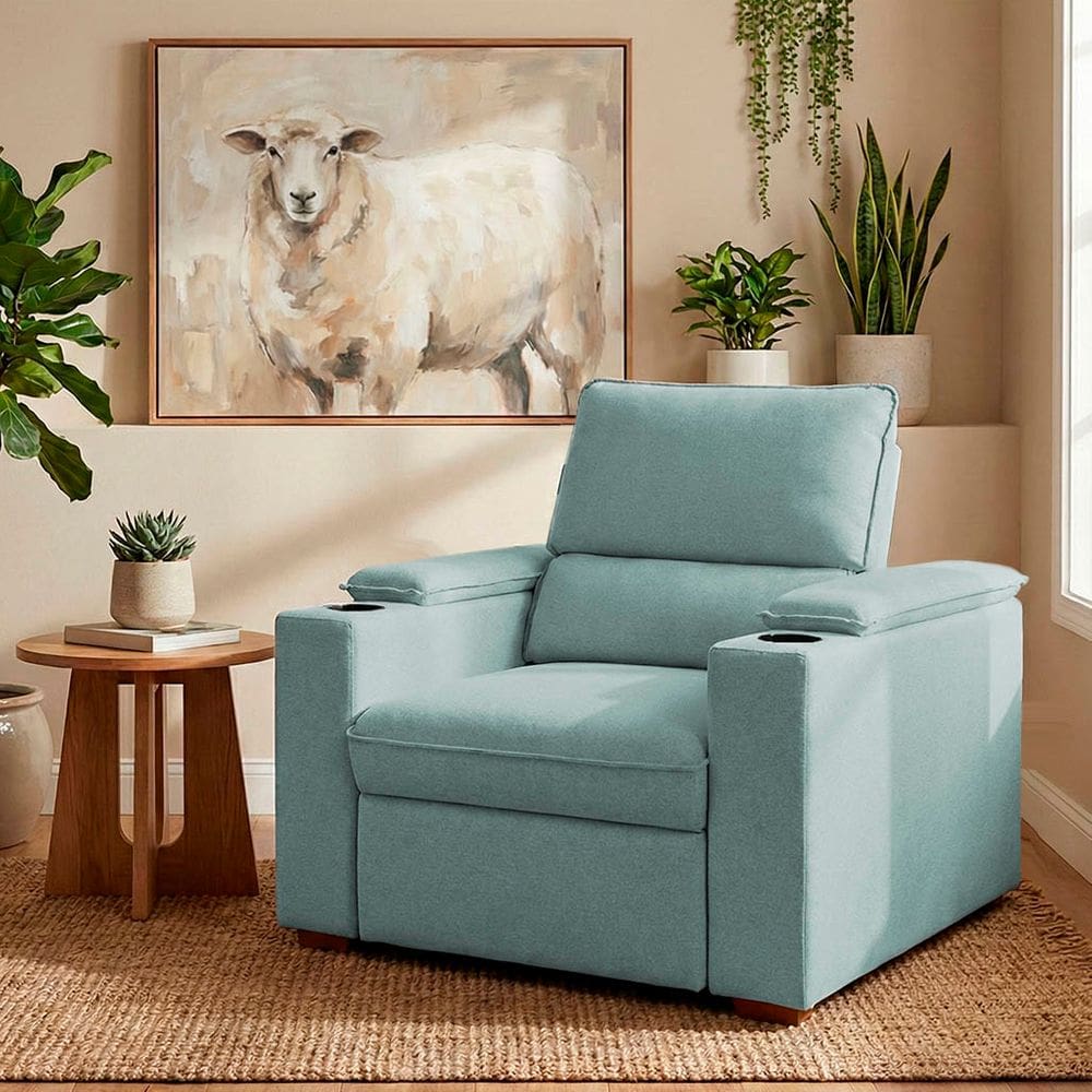 Poltrona do Papai Reclinável Retrátil Liza Boucle Azul - Loja Sheep