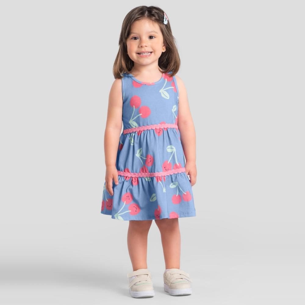 Vestido infantil menina de cerejas Brandili