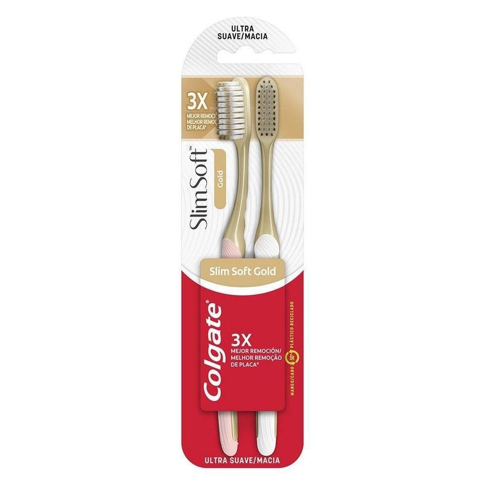 Escova Colgate Slim Soft Gold Macia - Embalagem com 2 Unidades