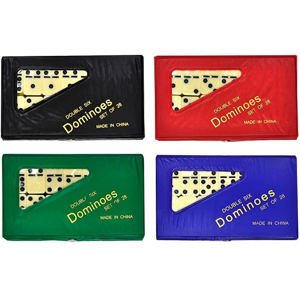 Dominó Profissional Osso Estojo 28 Peças Double Six Jogo 8mm Verde