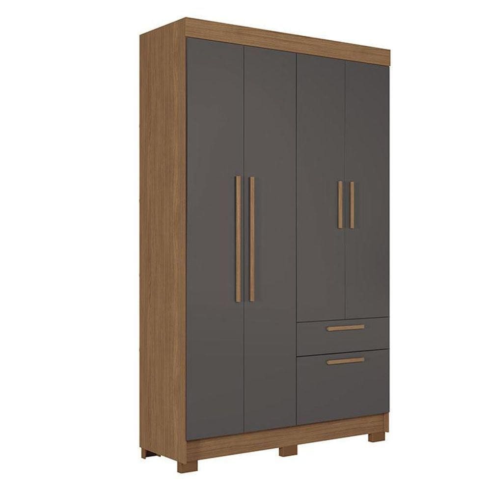 Guarda Roupa Solteiro 4 Portas Londrina Jatobá Grafite - Santos Andirá