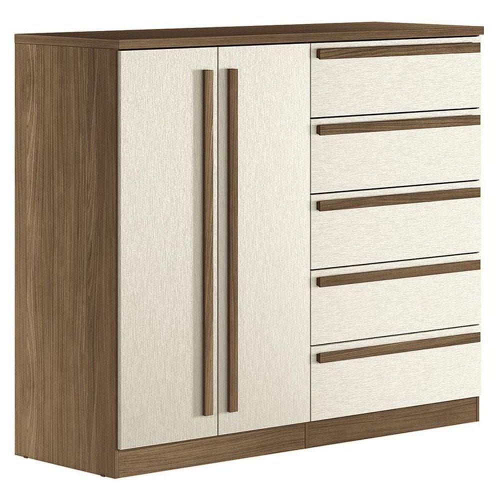 Comoda 2 Portas 5 Gavetas Malaga Gold Jatobá Areia Acetinado - Santos Andirá