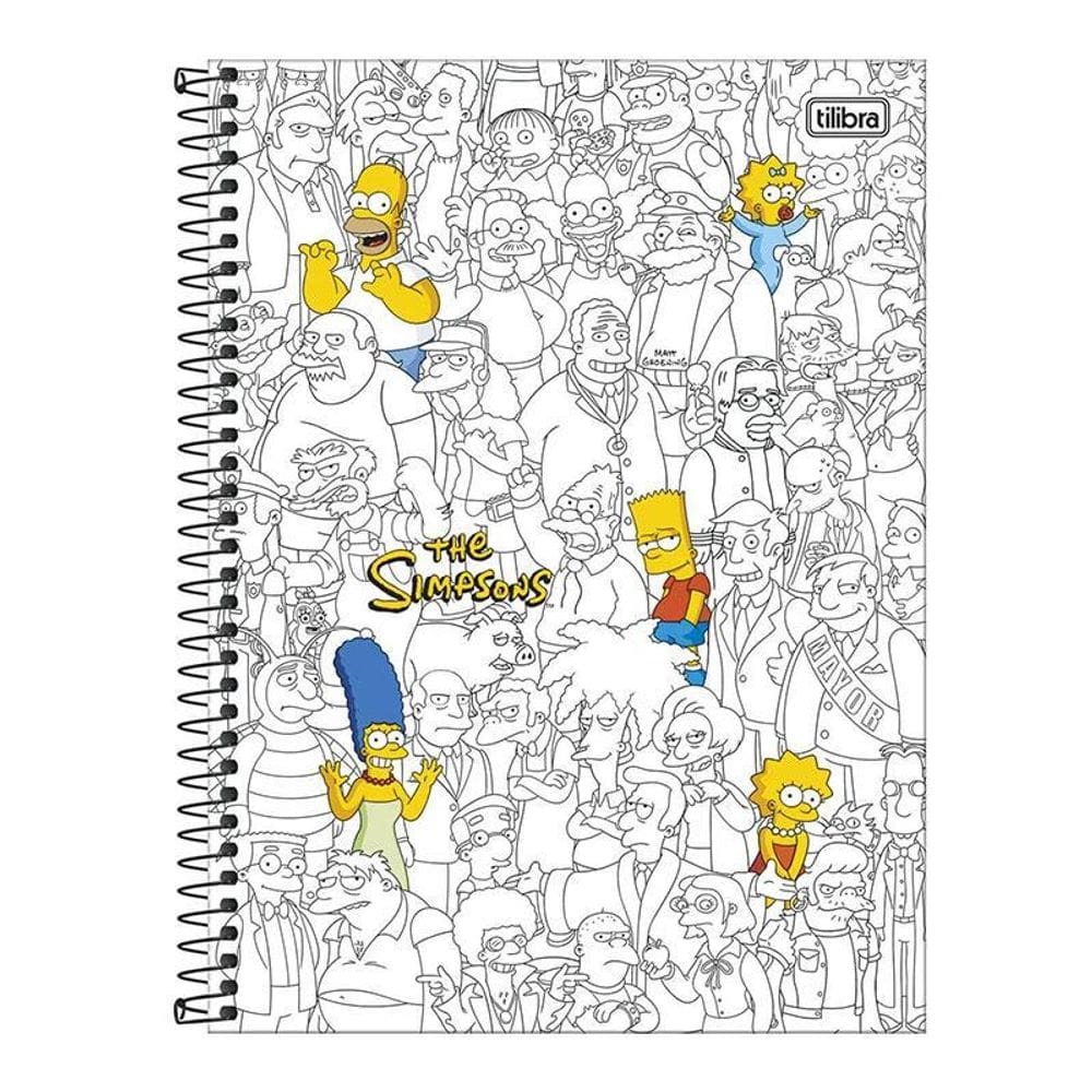 Caderno Espiral Universitário Simpsons 16 Matérias Branco - Tilibra