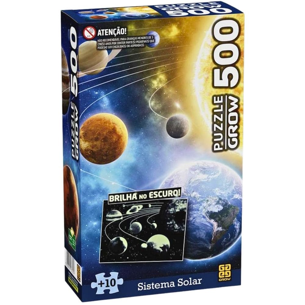 Quebra Cabeça Puzzle 500 Sistema Solar Brilha no Escuro Grow