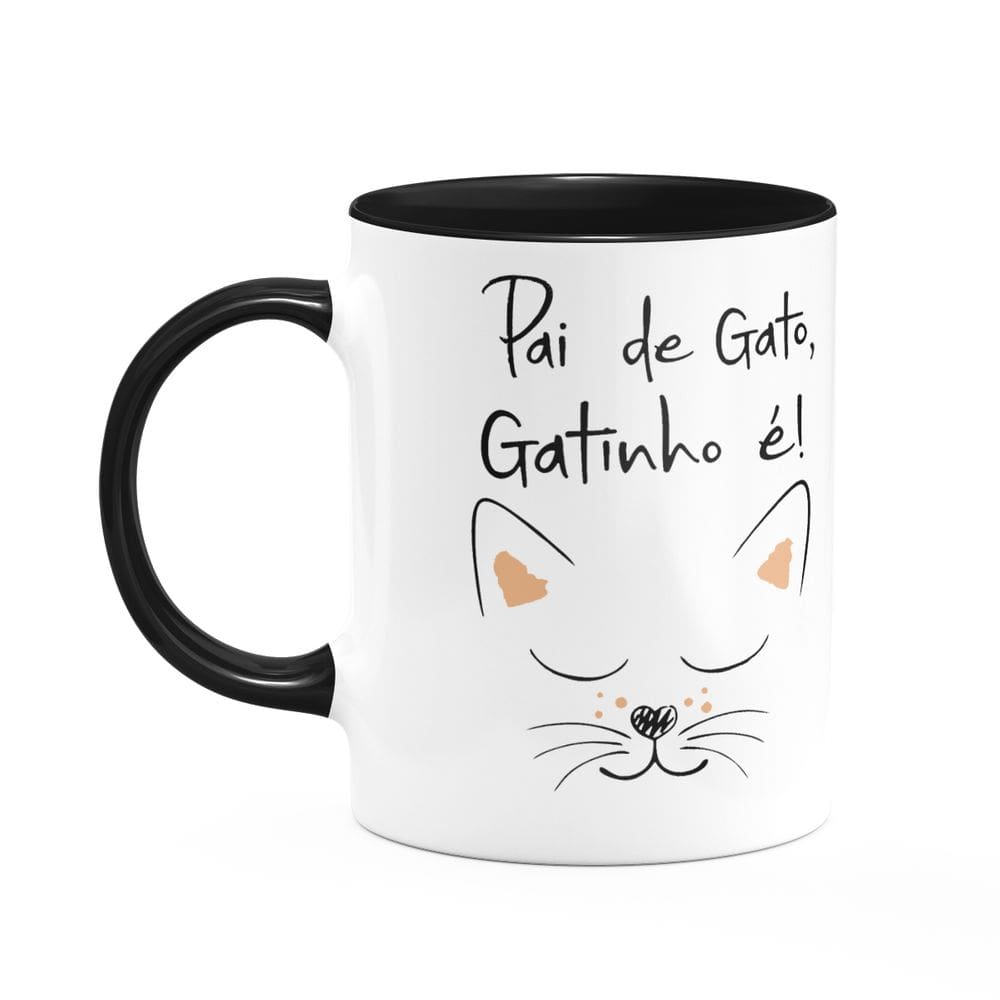 Caneca Pais - Pai de gato, gatinho é! B-black - 325ml