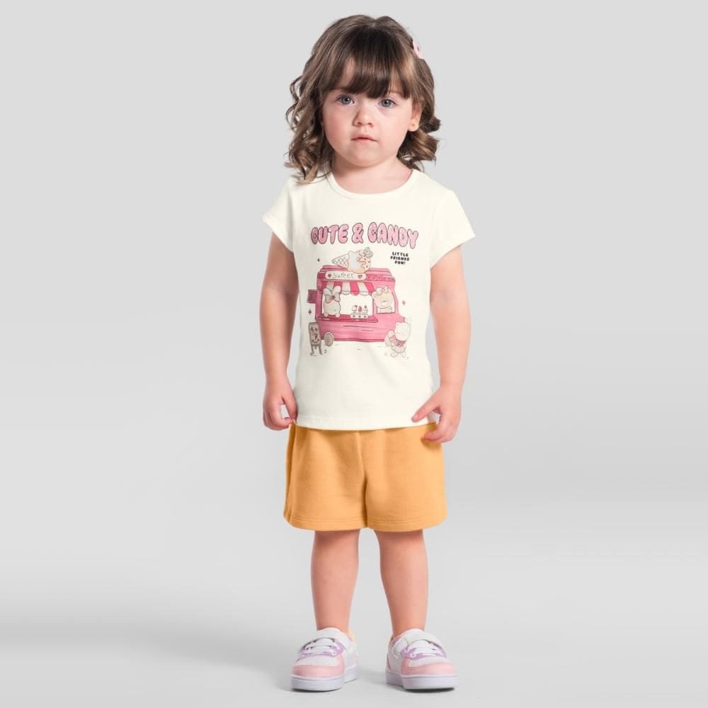 Conjunto infantil menina de coelhinho com glitter Brandili