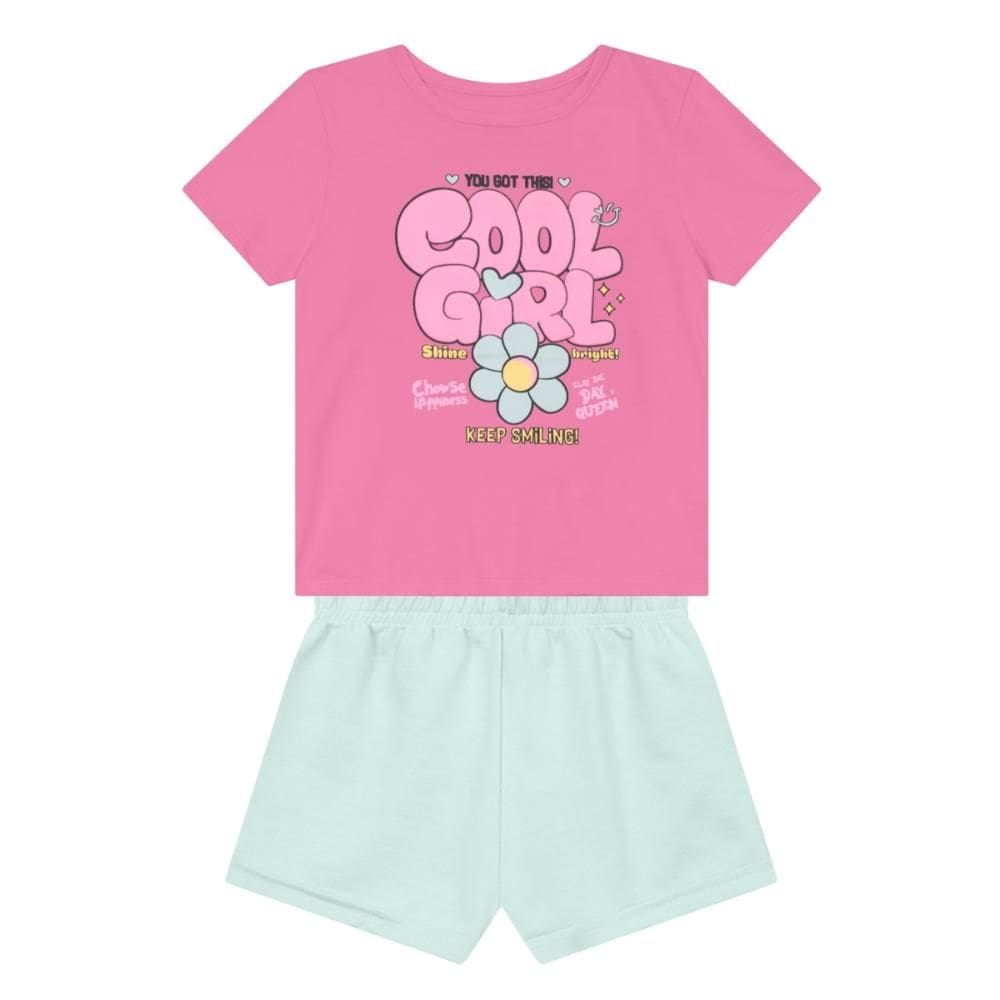 Conjunto infantil menina em malha de Flores Brandili