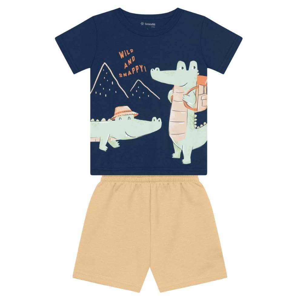 Conjunto infantil menino com estampa de Jacaré Brandili